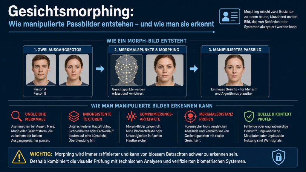 Schaubild zum Thema Gesichtsmorphing mit verschmolzenen Gesichtern
